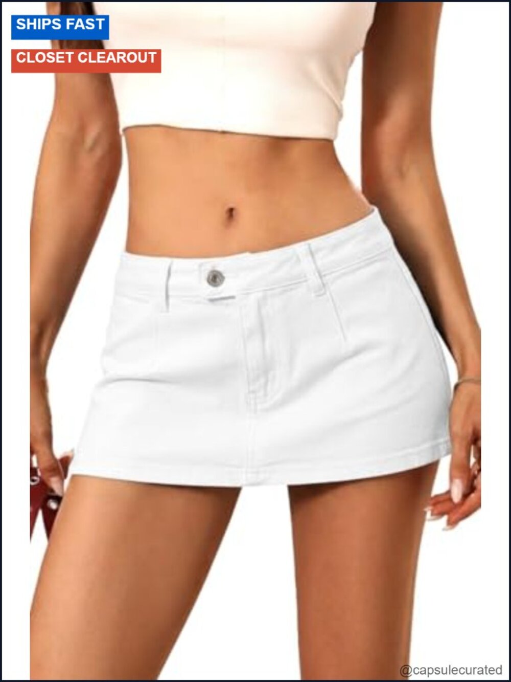 High Stretch Denim Mini Skort with Built-in Shorts Y2K Low Rise